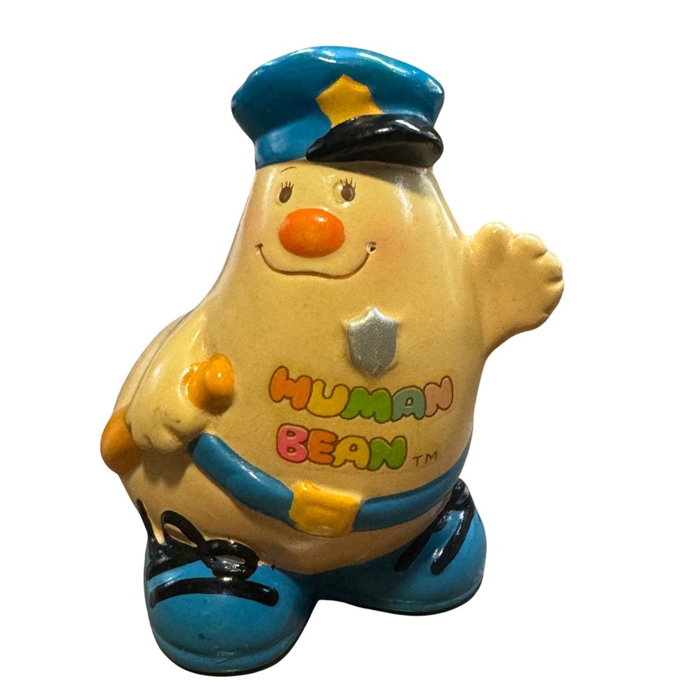 Vintage 1981 Enesco Human Bean Policeman Figurine Morgan Inc Ceramic Police Toy